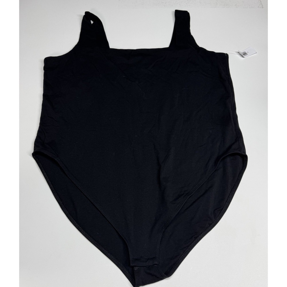 NWT Old Navy Bodysuit 3X Black Square Neck Tank Sleeveless Plus Size Cotton
